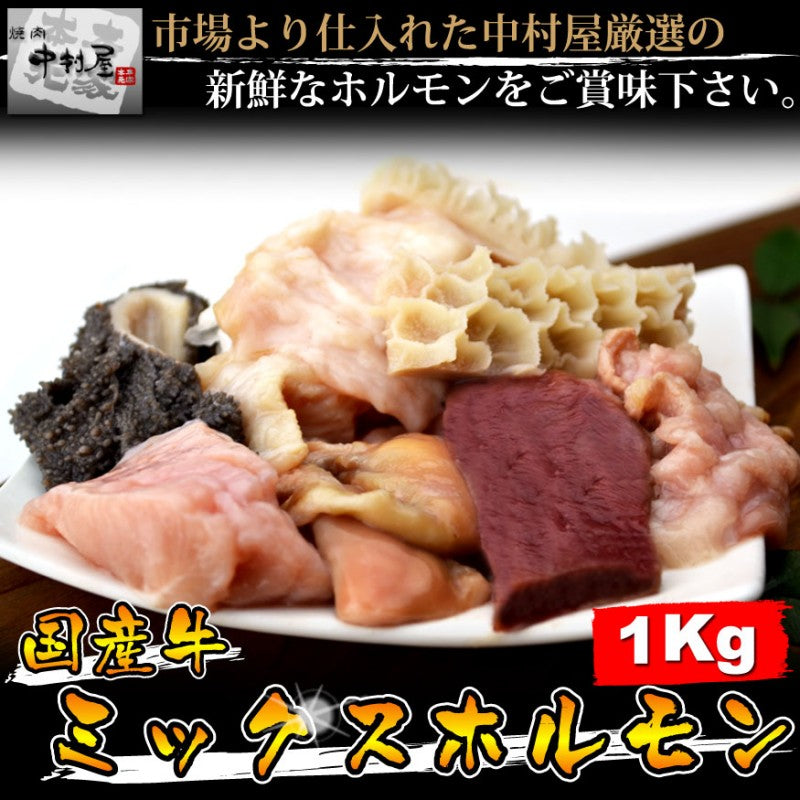 送料無料!国産牛ミックスホルモン1kg【500g×2パック】【メガ盛り】