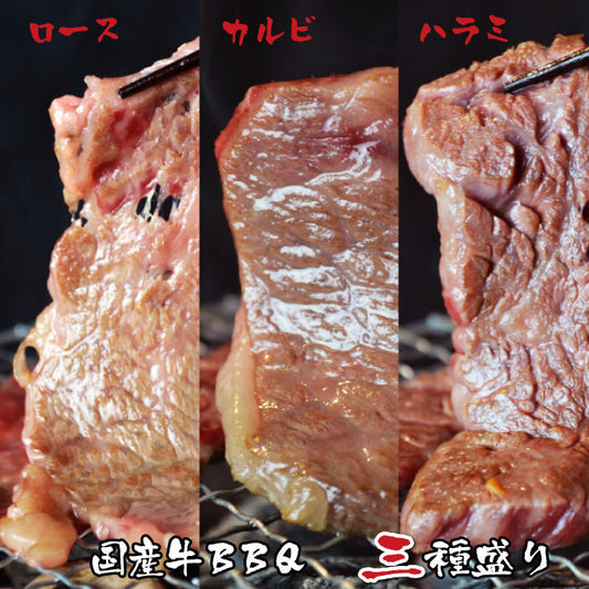BBQ3種盛り カルビ 100g ロース 100g ハラミ 100g