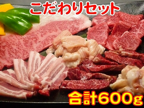 こだわりセット 特上ロース100g ハラミ100g カルビ100g ホルモン100g 大腸100g