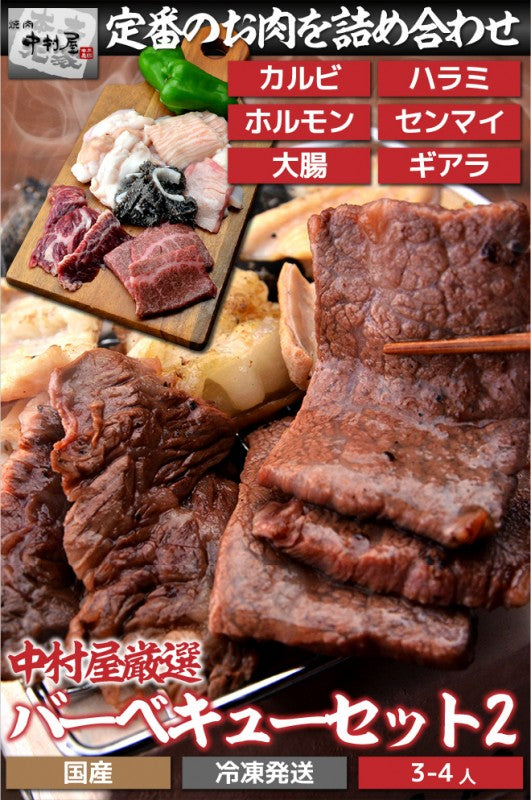 国産牛 バーベキューセット2 カルビ300g ハラミ300g ホルモン100g センマイ100g 大