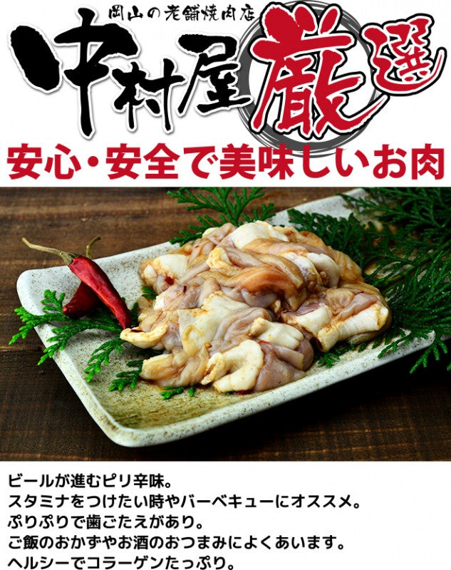 味付けピリ辛豚ホルモン300g【訳あり】(小腸 焼肉 バーベキュー BBQ 豚 国産)