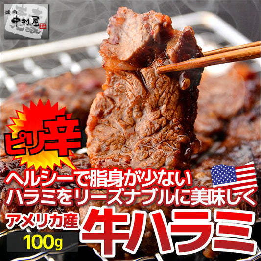ピリ辛 ハラミ100g USA産 横隔膜 (焼肉 バーベキュー BBQ 牛肉)